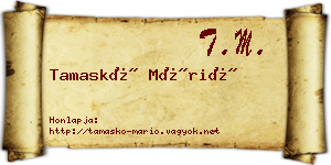 Tamaskó Márió névjegykártya